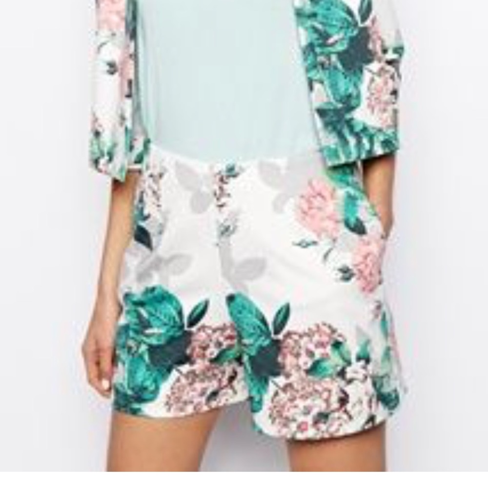 floral printed high waist shorts